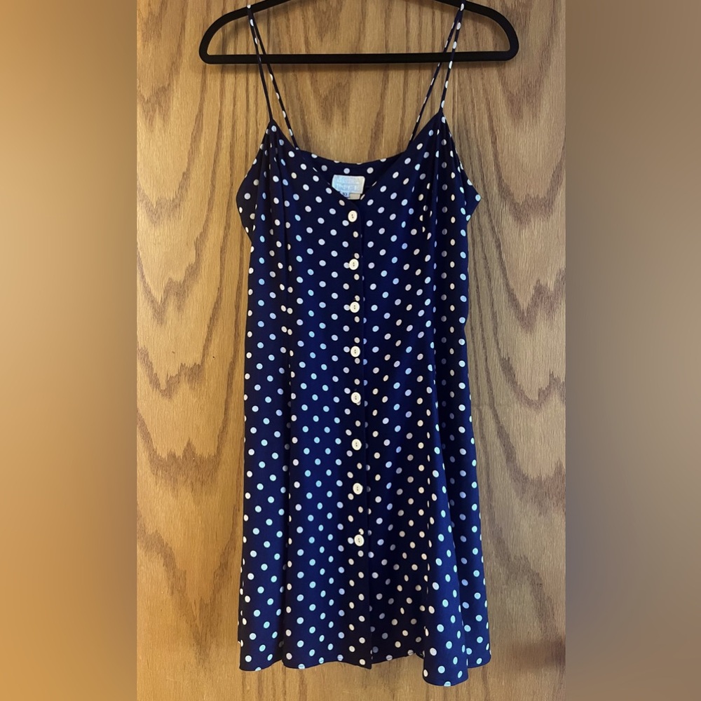Blue and White polka dot dress, size 10